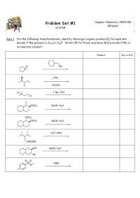 Organic Chemistry Problem Set 1 for Organic Chemistry 2840-001