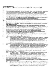 Principal Differences Between Quasi Experiments and True Experiments | PSYC 3000