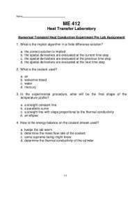 Pre-Lab Assignment for Numerical Heat Conduction Experiment in ME 412 Lab - Prof. Laura Ge