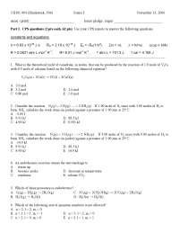 Practice Exam 3 - General Chemistry | CH 101 - Docsity