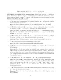 Conceptual Questions on Matrices and Linear Algebra in Exam 1 | MATH ...