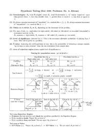 Hypothesis Testing - Introduction to Statistics | STAT 1222 - Docsity
