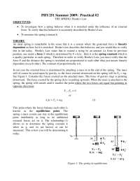 The Spring: Hooke's Law - Practical #2 | PHY 251 - Docsity
