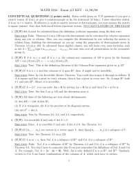 Exam 2 with Solution - Matrices and Linear Algebra | MATH 2164 - Docsity