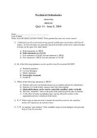 5 Questions with Answers in Quiz 14- Orthodontics | ORTD 323