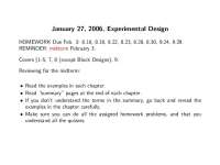 Experimental Design: Homework Assignment on Sampling and Experiments - Prof. Hal Sadofsky