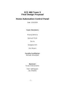 Final Design Proposal - Home Automation Control Panel | ECE 480