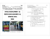 Solutions for Final Exam Form A - University Physics I | PHYS 2050 ...