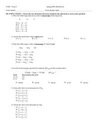Practice Questions for Exam 4 - General Chemistry | CH 101 - Docsity