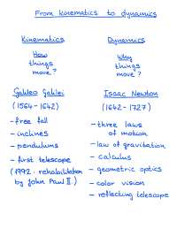Handwritten Notes on From Kinematics to Dynamics | PHY 231 - Docsity