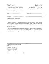 Common Final Exam with Answers for Introduction to Statistics | STAT ...