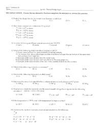 Quiz 1, Version A for General Chemistry | CH 101 - Docsity