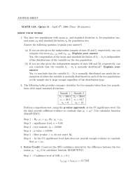 Solutions for Quiz 11 - Quantitative Reasoning - Fall 2006 | MATH 123 ...