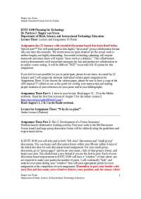 EDTC 6140 Technology Planning: Group Discussion Assignment - Prof. Patricia J. Slagter Van