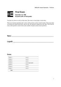 ENEE 350H: Computer Organization - Final Exam