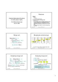 Merge Sort - Discrete Mathematical Structures - Lecture Slides | CS 2233