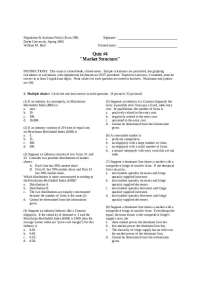 Quiz 4 for Market Structure - Economics of Health Care | ECON 198