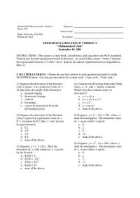Midterm Examination #1 in Intermediate Microeconomic Analysis, Drake University, Fall 2001