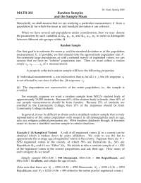 Random Samples and the Sample Mean - Statistics | MATH 203 - Docsity