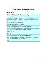 Three Rules and Four Models - Microeconomics - Outline | ECO 211