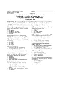 Midterm Exam 3 Questions - Principles of Macroeconomics | ECON 001