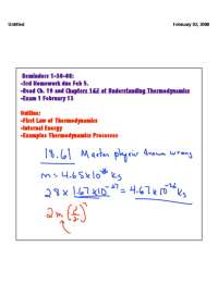 February 2008 Thermodynamics Class Reminders and Notes - Prof. Dominic Calabrese