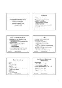 Discrete Mathematical Structures: Lecture 9 - Proofs, Sets, and Functions