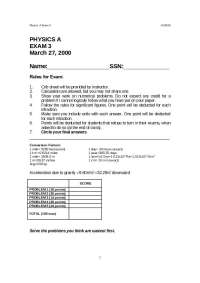 Old Exam #3 - Foundations of College Physics | PHYS 0000A