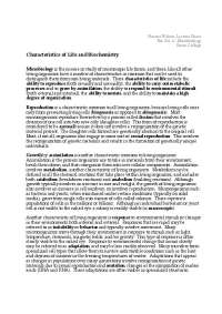 Microbiology: Characteristics of Life, Biochemistry and Microorganisms - Prof. Harriet Wil