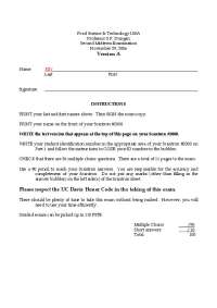 Midterm Exam Version A - Food Chemistry with Answers | FST 100A