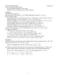 Solution of Exam 2 - Applied Linear Algebra - 2002 | MATH 310 - Docsity
