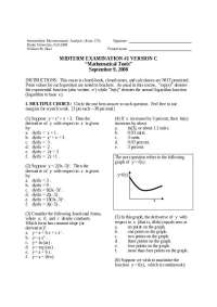 Mathematical Tools - Midterm Examination 1 Version C | ECON 173
