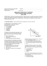 Midterm Examination #3 in Principles of Microeconomics from Drake University, Spring 2007 