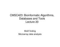 Notes on Motif Finding Microarray Data Analysis | CMSC 423 - Docsity