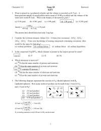 Exam 1D with Answer Key | General College Chemistry I | CHEM 112 - Docsity
