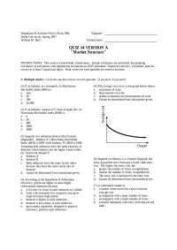 Quiz #4 in Drake University's Econ 180: Market Structure - Prof. William M. Boal