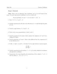 Exam 1 - Practice Problems - Calculus III | MATH 210 - Docsity