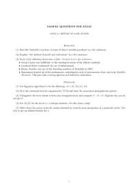 Sample Questions for Exams - History of Mathematics | MAT 111