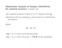 Multivariate Analysis of Variance for Repeated Measures - Sample Case 1 ...