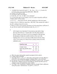 Review Sheet for Midterm Exam 2 - Applied Statistical Methods II | STAT ...