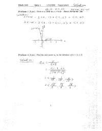 Solutions for Quiz 5 | Calculus III | MATH 210 - Docsity