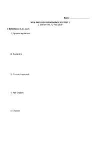 WVU Geology/Geography 321 Test I - Geology and Geography Concepts and Essay - Prof. James 