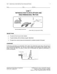 Introduction to Data Studio and one Dimensional Motion - Lab 1 | PHYS ...