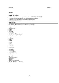 Physics 4B Exam 2: Rules and Equations