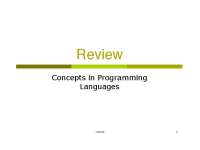 CS3723: Concepts in Programming Languages - Course Review