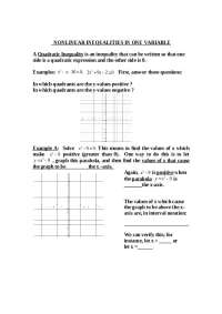 Notes on Nonlinear Inequalities in One variable | MATH 0000D
