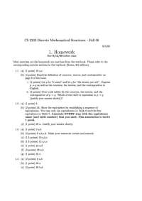 Homework I Questions - Discrete Mathematics Structures | CS 2233