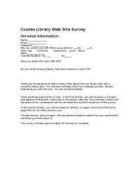 Cowles Library Web Survey: Student Experience and Usability Evaluation