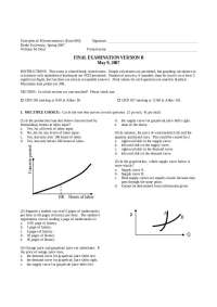 Principles of Microeconomics Exam (Econ 002) - Drake University, Spring 2007 - Prof. Willi