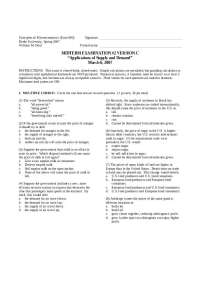 Applications of Supply and demand In Microeconomics - Midterm Exam | ECON 002